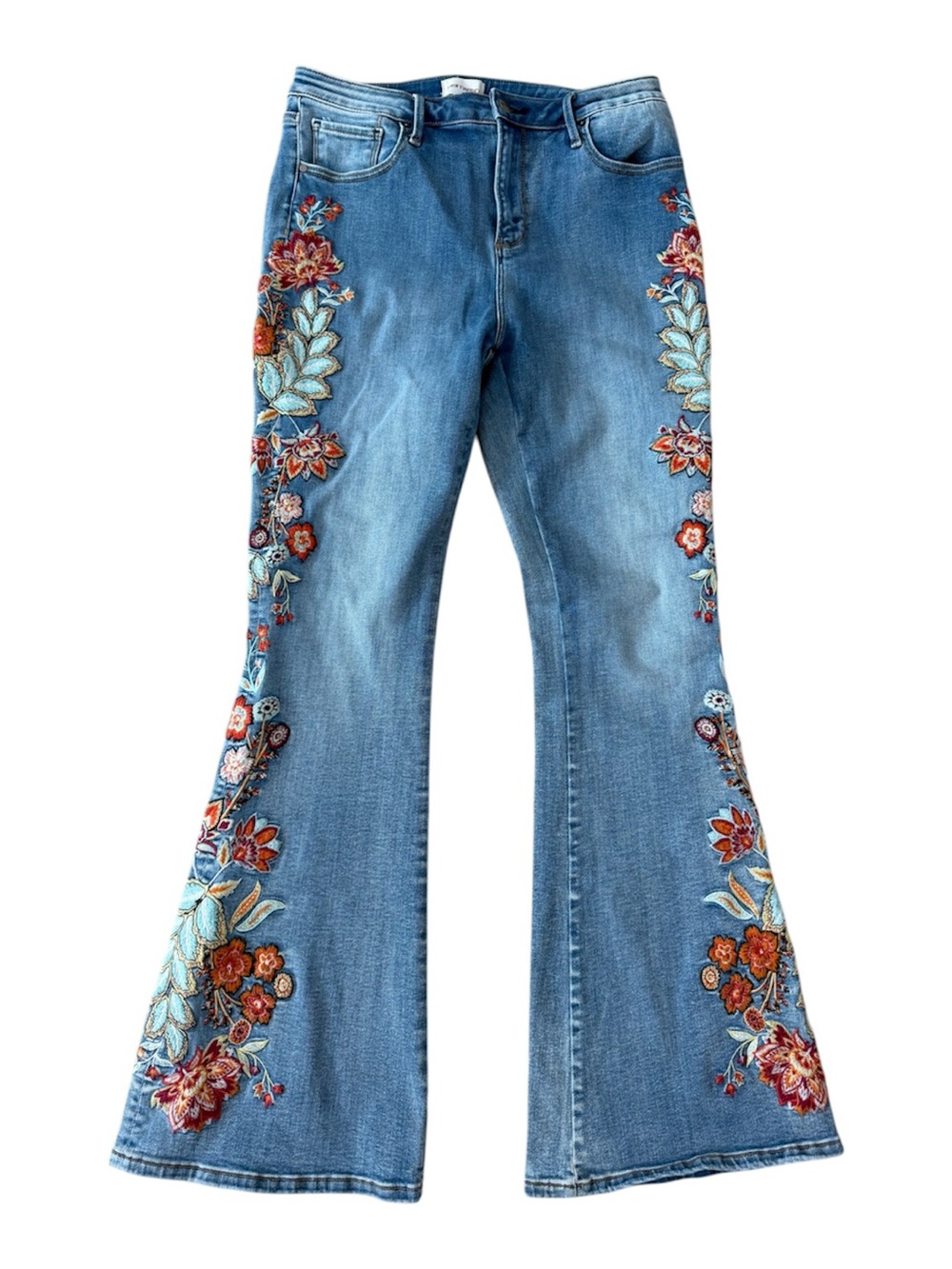 Driftwood Farrah Wildflower Waltz Embroidered Flare Jeans size 31x34 Boho Hippi